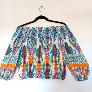 crop top blouse, Christian Siriano, size S,M, 100% rayon, bare shoulders.